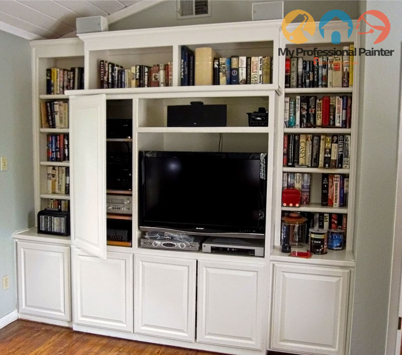 Finished built-in cabinetry painting project